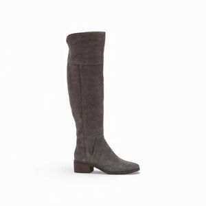Vince Camuto Kochelda OTK Suede Boots Gray Over Knee Block Heel Size 7.5